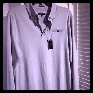 Men’s grey British Polo long sleeve golf shirt